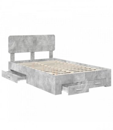 vidaXL Bed Frame Concrete Grey 135 x 190 cm Engineered Wood