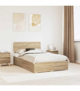 vidaXL Bed Frame with Drawer Sonoma Oak 120 x 200 cm Engineered Wood