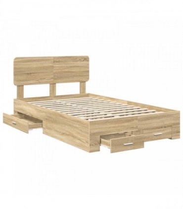 vidaXL Bed Frame with Drawer Sonoma Oak 120 x 200 cm Engineered Wood