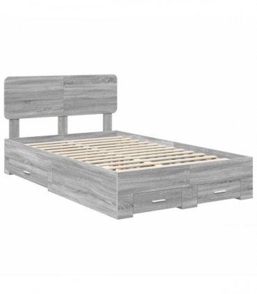 vidaXL Bed Frame Grey Sonoma 120 x 200 cm Engineered Wood