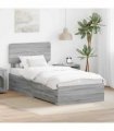 vidaXL Bed Frame with Drawer Grey Sonoma 100 x 200 cm Engineered Wood