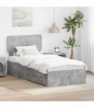 vidaXL Bed Frame with Drawer Concrete Grey 90 x 200 cm Engineered Wood