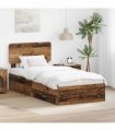 vidaXL Bed Frame with Drawer Old Wood 90 x 200 cm Engineered Wood