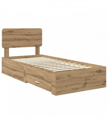 vidaXL Bed Frame with Drawer Artisan Oak 90 x 200 cm Engineered Wood