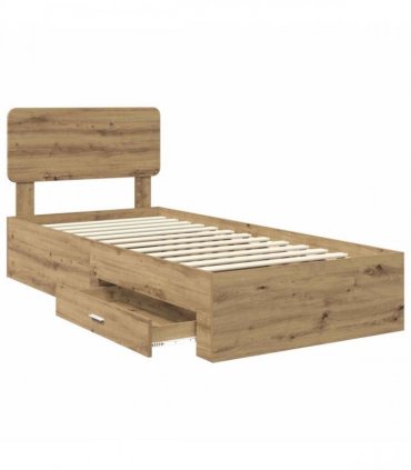 vidaXL Bed Frame with Drawer Artisan Oak 90 x 200 cm Engineered Wood