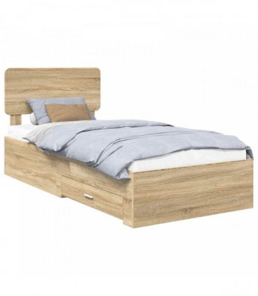 vidaXL Bed Frame with Drawer Sonoma Oak 90 x 190 cm Engineered Wood