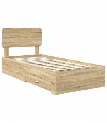 vidaXL Bed Frame with Drawer Sonoma Oak 90 x 190 cm Engineered Wood