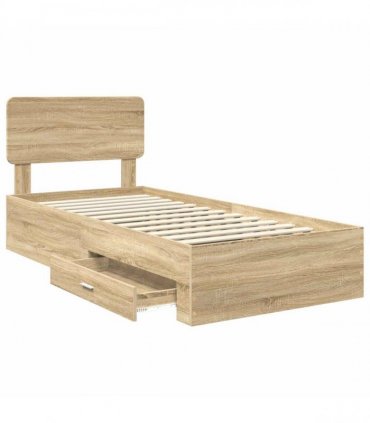 vidaXL Bed Frame with Drawer Sonoma Oak 90 x 190 cm Engineered Wood