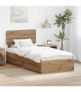 vidaXL Bed Frame with Drawer Artisan Oak 90 x 190 cm Engineered Wood