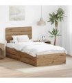 vidaXL Bed Frame with Drawer Artisan Oak 90 x 190 cm Engineered Wood