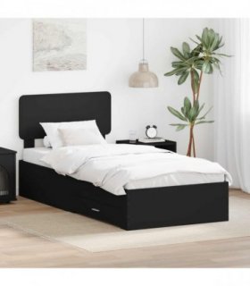 vidaXL Bed Frame with Drawer Black 75 x 190 cm Engineered Wood