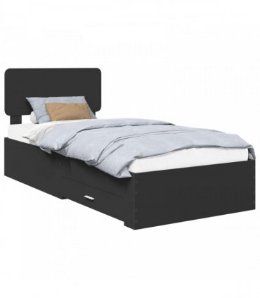 vidaXL Bed Frame with Drawer Black 75 x 190 cm Engineered Wood