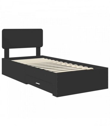 vidaXL Bed Frame with Drawer Black 75 x 190 cm Engineered Wood