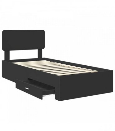 vidaXL Bed Frame with Drawer Black 75 x 190 cm Engineered Wood