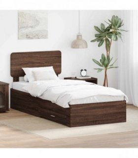 vidaXL Bed Frame with Drawer Brown Oak 75 x 190 cm Engineered Wood