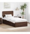 vidaXL Bed Frame with Drawer Brown Oak 75 x 190 cm Engineered Wood