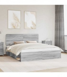 vidaXL Bed Frame Grey Sonoma 200 x 200 cm Solid Pine Wood