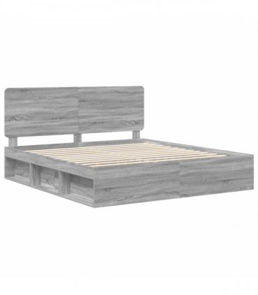 vidaXL Bed Frame Grey Sonoma 200 x 200 cm Solid Pine Wood