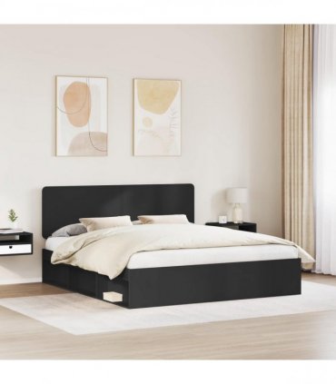 vidaXL Bed Frame with Headboard Black 180 x 200 cm Solid Pine Wood