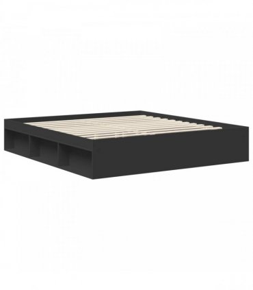 vidaXL Bed Frame with Headboard Black 180 x 200 cm Solid Pine Wood