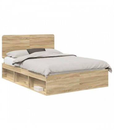 vidaXL Bed Frame Sonoma Oak 150 x 200 cm Solid Pine Wood