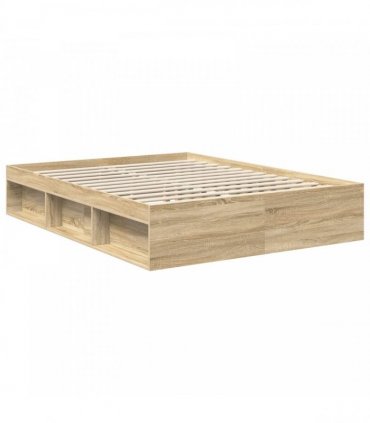 vidaXL Bed Frame Sonoma Oak 150 x 200 cm Solid Pine Wood