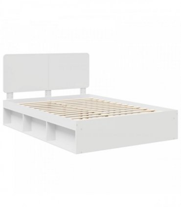 vidaXL Bed Frame with Headboard White 140 x 190 cm Solid Pine Wood