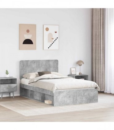 vidaXL Bed Frame Concerte Grey 135 x 190 cm Solid Pine Wood
