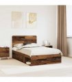 vidaXL Bed Frame with Headboard Old Wood 135 x 190 cm Solid Pine Wood