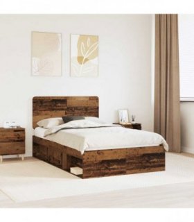 vidaXL Bed Frame with Headboard Old Wood 120 x 200 cm Solid Pine Wood