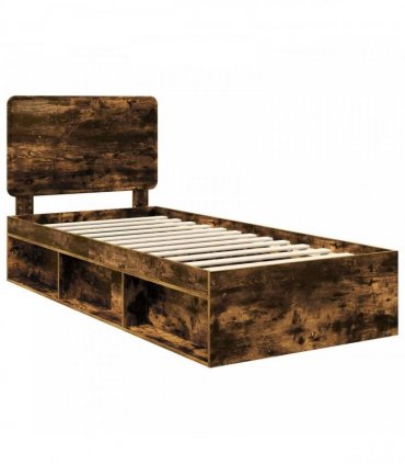 vidaXL Bed Frame Smoked Oak 100 x 200 cm Solid Pine Wood