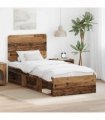vidaXL Bed Frame with Headboard Old Wood 100 x 200 cm Solid Pine Wood