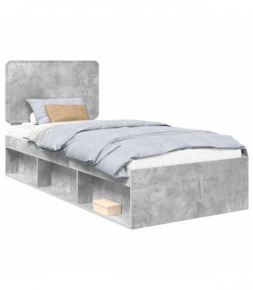 vidaXL Bed Frame Concrete Grey 90 x 200 cm Solid Pine Wood
