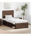 vidaXL Bed Frame with Headboard Brown Oak 90 x 200 cm Solid Pine Wood