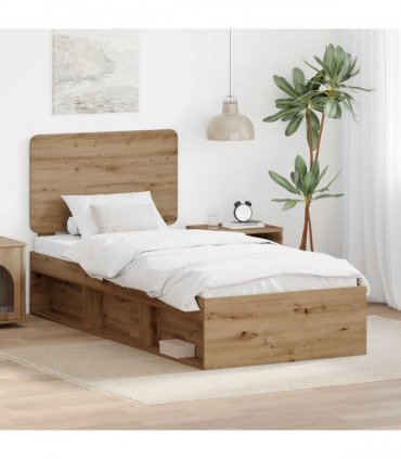 vidaXL Bed Frame Artisan Oak 90 x 200 cm Solid Pine Wood