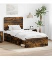 vidaXL Bed Frame with Headboard Smoked Oak 90 x 190 cm Solid Pine Wood