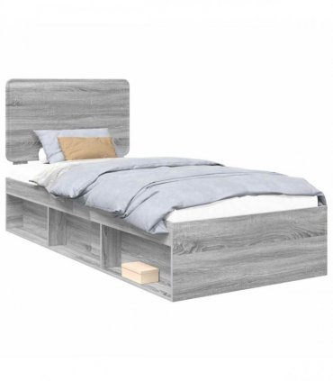 vidaXL Bed Frame Grey Sonoma 90 x 190 cm Solid Pine Wood