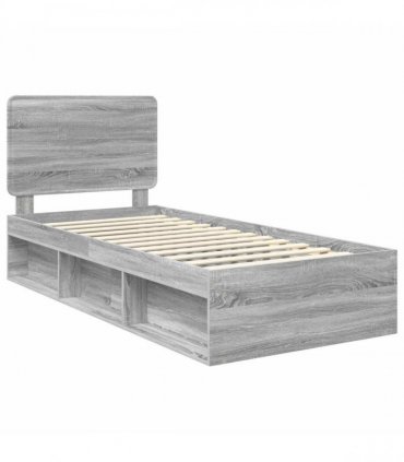 vidaXL Bed Frame Grey Sonoma 90 x 190 cm Solid Pine Wood