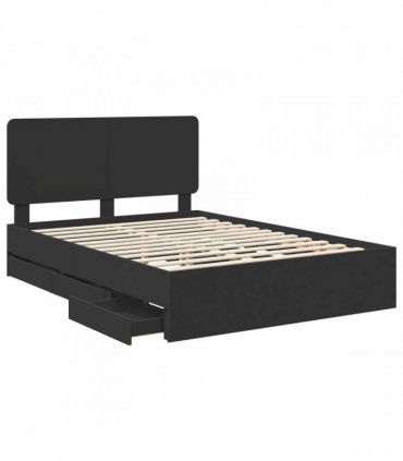 vidaXL Bed Frame with Drawer Black 160 x 200 cm Engineer Wood