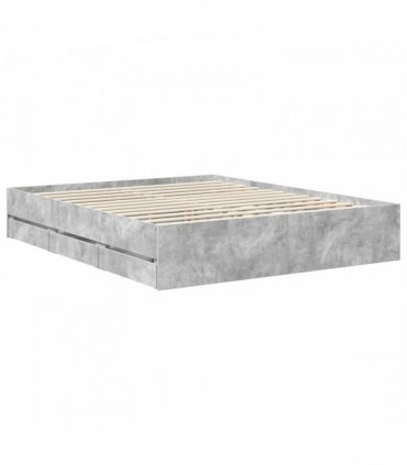 vidaXL Bed Frame with Drawer Concrete Grey 160 x 200 cm Engineer Wood