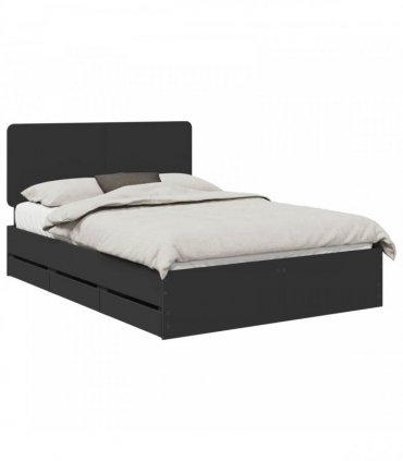 vidaXL Bed Frame with Drawer Black 140 x 200 cm Engineer Wood
