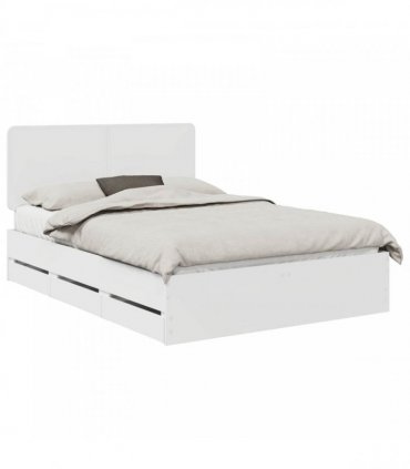 vidaXL Bed Frame with Drawer White 140 x 190 cm Engineer Wood