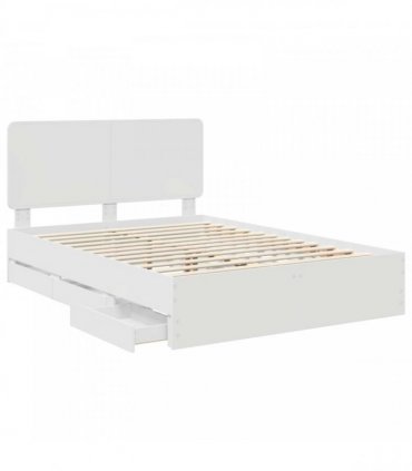 vidaXL Bed Frame with Drawer White 140 x 190 cm Engineer Wood