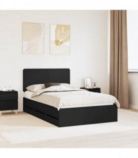 vidaXL Bed Frame with Drawer Black 120 x 190 cm Engineer Wood