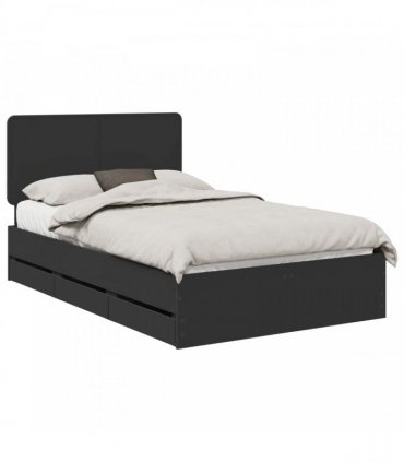 vidaXL Bed Frame with Drawer Black 120 x 190 cm Engineer Wood