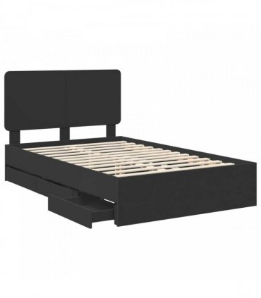 vidaXL Bed Frame with Drawer Black 120 x 190 cm Engineer Wood