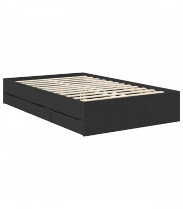 vidaXL Bed Frame with Drawer Black 120 x 190 cm Engineer Wood