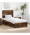 vidaXL Bed Frame with Drawer Smoked Oak 100 x 200 cm Engineer Wood
