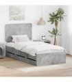 vidaXL Bed Frame with Drawer Concrete Grey 90 x 200 cm Engineer Wood
