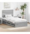 vidaXL Bed Frame with Drawer Grey Sonoma 90 x 200 cm Engineer Wood